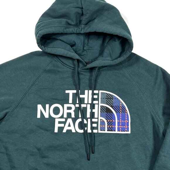 The North Face Half Dome Novelty Pullover Hoodie Womens Medium Green Plaid - Picture 4 of 9
